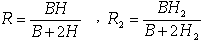 R=BH/(B+2*H),R2=BH2/(B+2*H2),