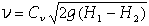 =CvSQR[2g(H1-H2)]